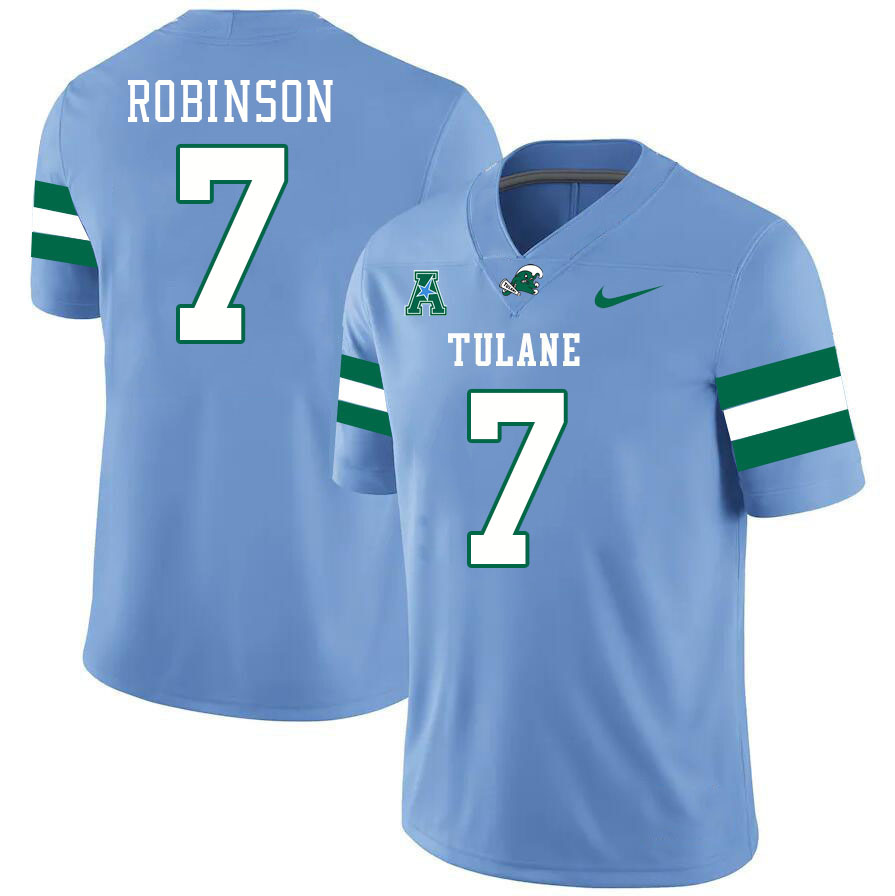 Tulane Green Wave #7 Lance Robinson College Football Jerseys Stitched Sale-Blue